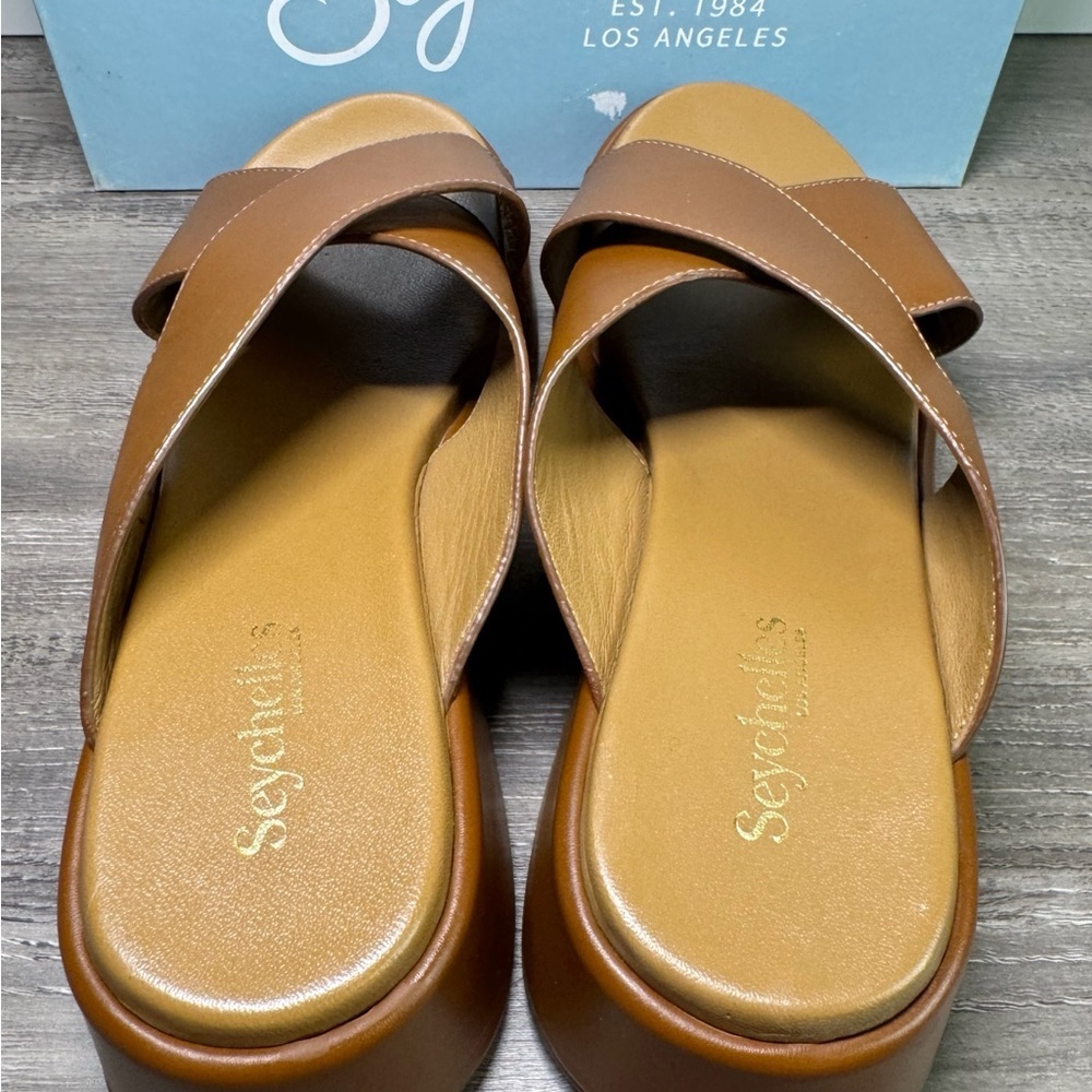 NWOT Seychelles Key Largo Wedge Slide Leather Sandals 10 $129 - Picture 9 of 14